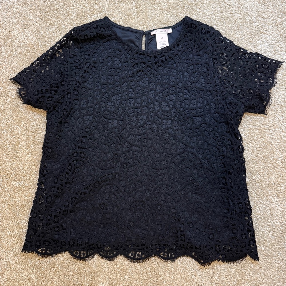 Philosophy Black Lace Blouse